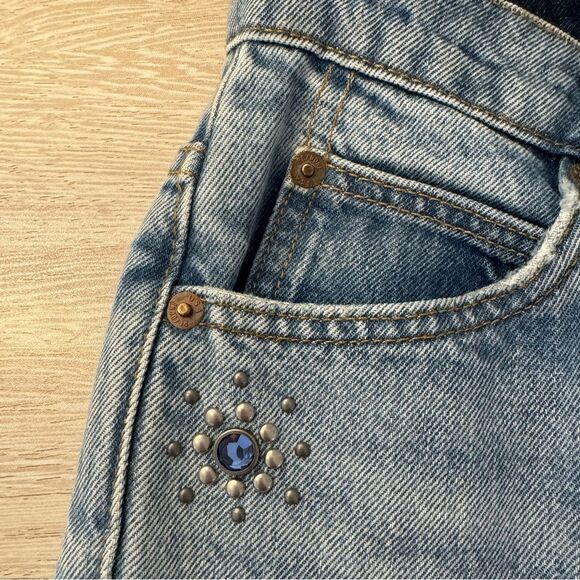 Re/Done 70s Loose Flare Jeans in Color 60s Studded Indigo Denim Women’s Size 24 - Picture 5 of 16